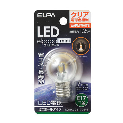 ELPA G30型LED口金E17クリア電球色 4901087190812