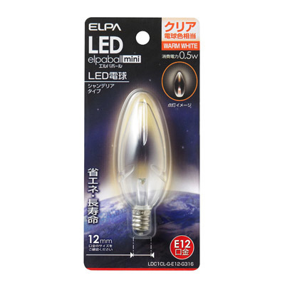 ELPA シャデリア球型LED口金E12クリア電球色 LDC1CLGE12G316