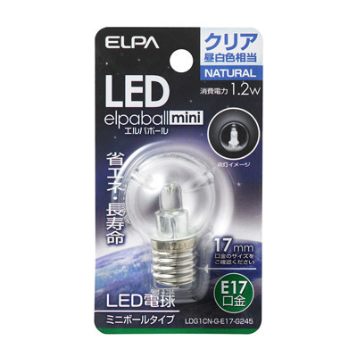 ELPA G30型LED口金E17クリア昼白色 4901087190805