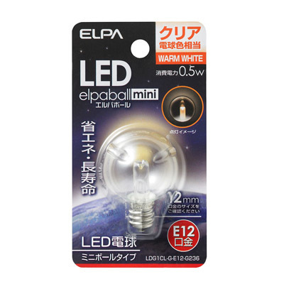 ELPA G30型LED口金E12クリア電球色 4901087190768