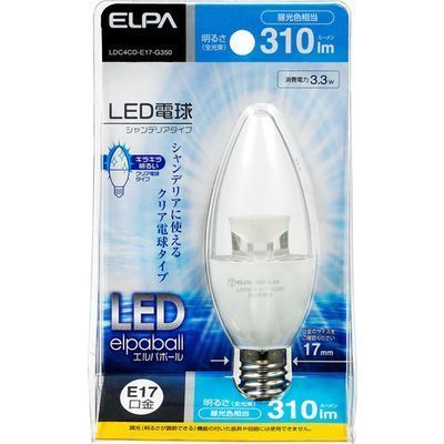 ELPA LED電球 シャンデリア球形 E17 昼光色 LDC4CD-E17-G350