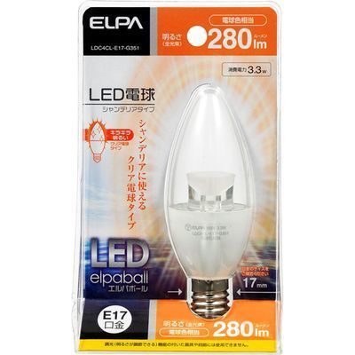 ELPA LED電球 シャンデリア球形 E17 電球色 LDC4CL-E17-G351