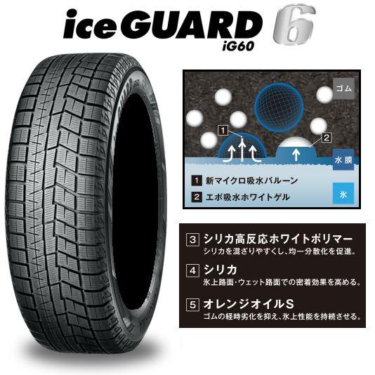 YOKOHAMA(ヨコハマ) iceGUARD 6 アイスガード IG60 iG60 225/60R17 99Q スタッドレスタイヤ ゴムバルブ付き