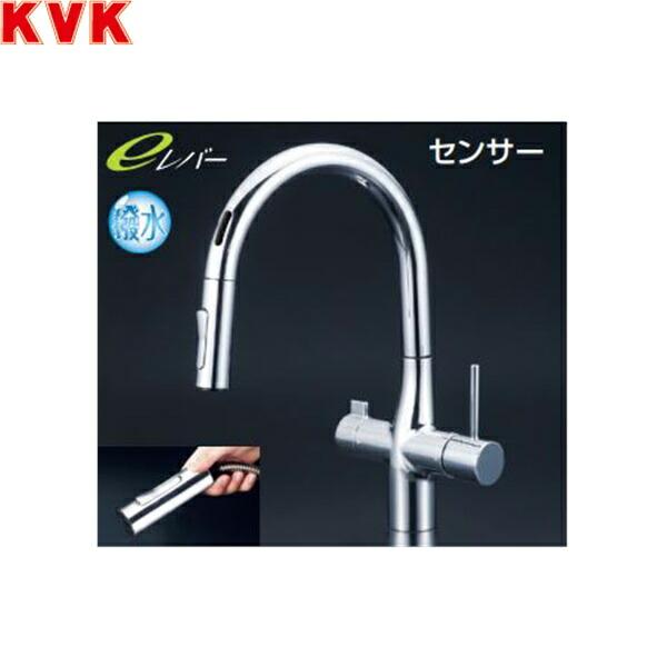 浄水器 KVK ビルトイン浄水器用シングルシャワー付混合栓(センサー)撥水 電池 KM6091DECHS - 1