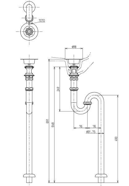 TOTO排水金具32mm・SトラップT6SMR 送料無料 商品画像2：ハイカラン屋