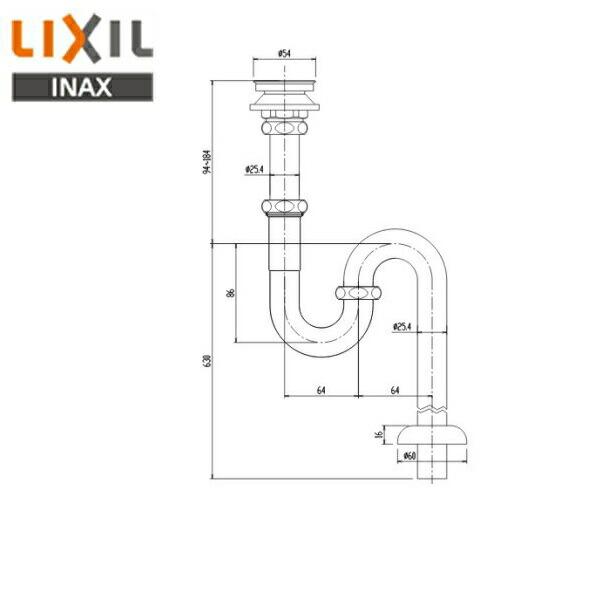 LF-30SAL リクシル LIXIL/INAX 排水金具 呼び径25mm・床排水Sトラップ 送料無･･･