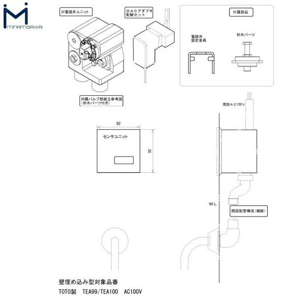 FM8TWA3 ミナミサワ MINAMISAWA フラッシュマンリカバリー RECOVERY2 壁埋め込み式小便器改装用 TOTO製TEA99/TEA100 AC100Vタイプ用 送料無料 商品画像2：ハイカラン屋