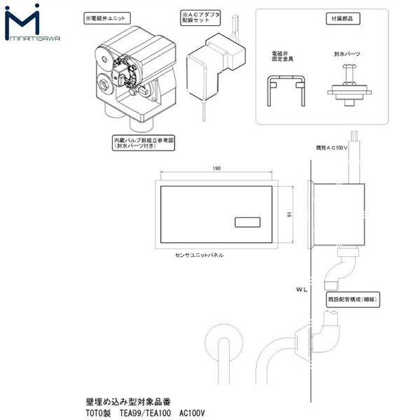 FM8TWA4 ミナミサワ MINAMISAWA フラッシュマンリカバリー RECOVERY2 壁埋め込み式小便器改装用 TOTO製TEA99L/TEA100L AC100Vタイプ用 送料無料 商品画像2：ハイカラン屋