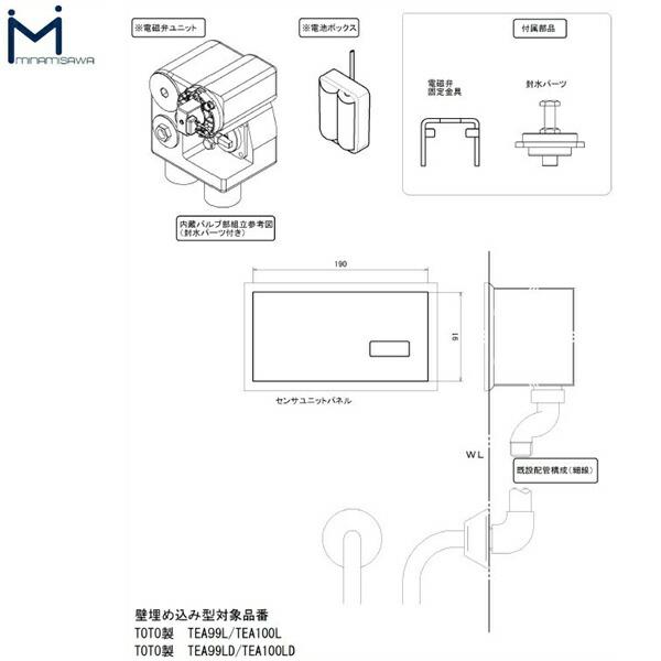 FM8TWD4 ミナミサワ MINAMISAWA フラッシュマンリカバリー RECOVERY2 壁埋め込み式小便器改装用 TOTO製TEA99L/TEA100L 電池タイプ用 送料無料 商品画像2：ハイカラン屋
