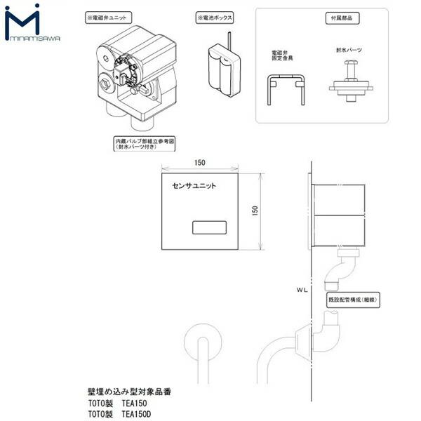 FM8TWD5 ミナミサワ MINAMISAWA フラッシュマンリカバリー RECOVERY2 壁埋め込み式小便器改装用 TOTO製TEA150 電池タイプ用 送料無料 商品画像2：ハイカラン屋