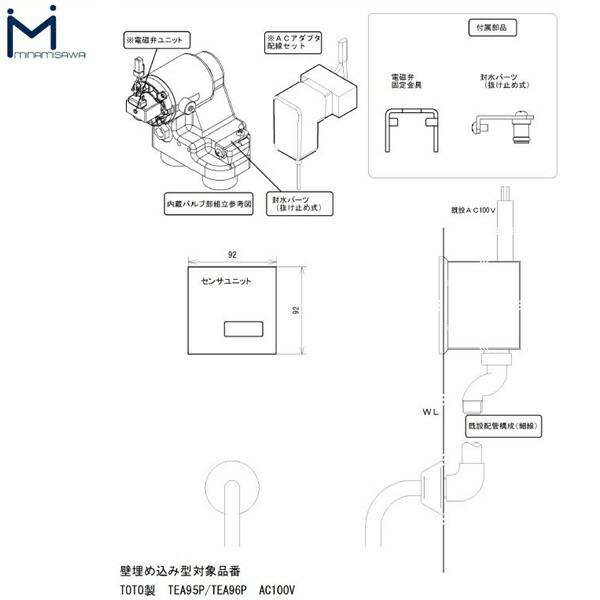 FM8TWP ミナミサワ MINAMISAWA フラッシュマンリカバリー RECOVERY2 ライニングユニット型小便器改装用 TOTO製TEA95P/TEA96P AC100Vタイプ用 送料無料 商品画像2：ハイカラン屋